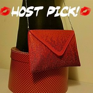 🆕️ Cebu Red Satin Flame Studded Purse